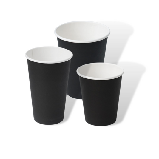 PE Coated Single Wall Cup - Black - Various Sizes
