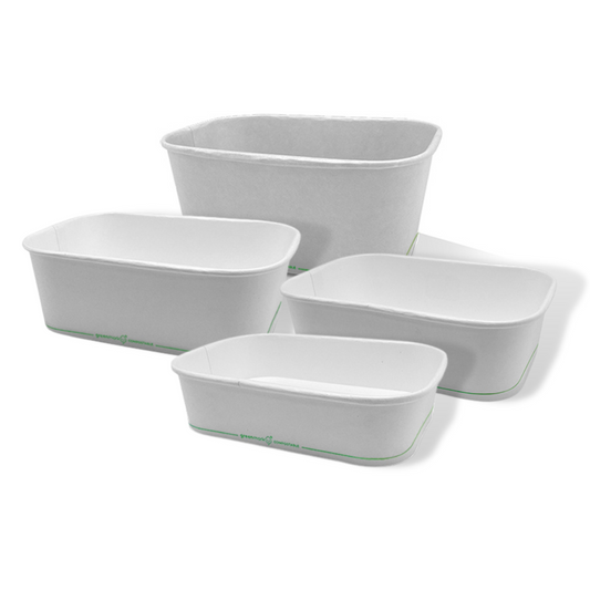 PLA Coated White Rectangular Container - Various Sizes