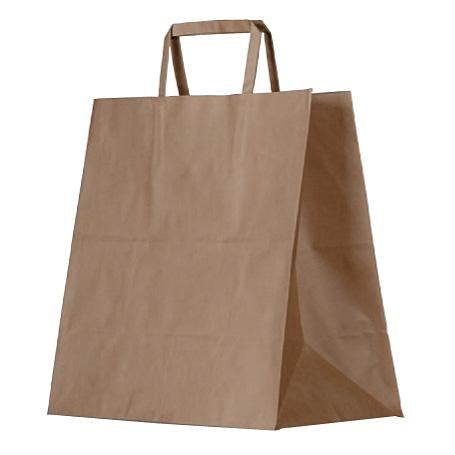 Brown Paper Kraft Carry Bag w/Flat Handle
