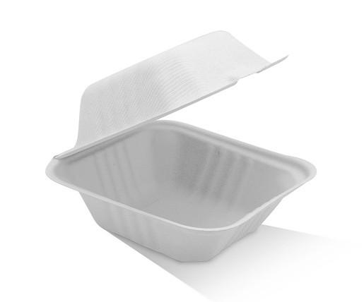 Sugarcane Clamshell Burger Box - White