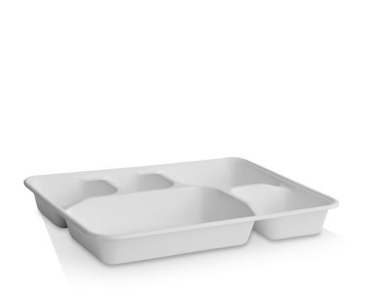 Sugarcane Deep 5 Compartment Tray - White