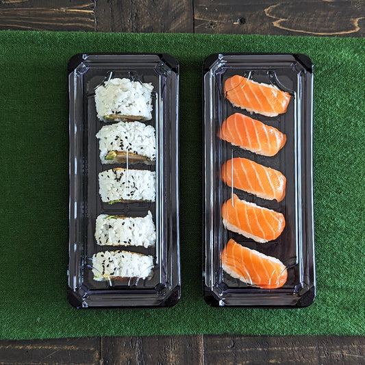 PLA Black Sushi Tray & Clear Lid - Various Sizes
