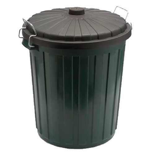 Plastic Green Garbage Bin w/Lid - 73ltr