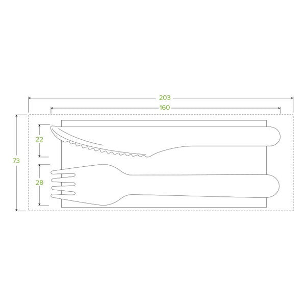 16cm Coated Wood Knife, Fork and Napkin Set