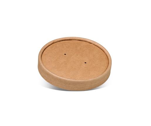 PLA Coated Brown Kraft Bowl 16oz & Matching Paper Lid