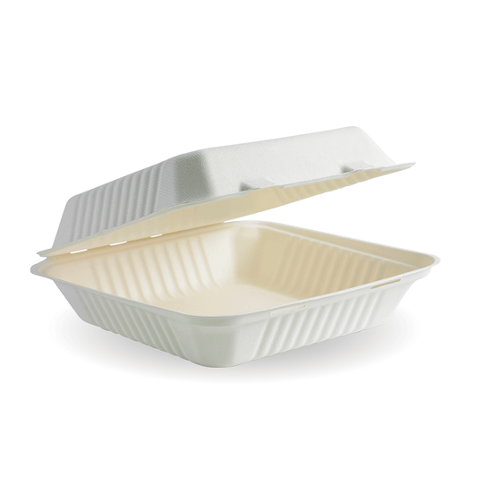 9x9x3" Clamshell - White (Dinner)