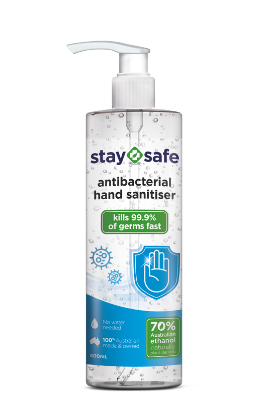 Stay Safe Hand Sanitiser Gel 500ml (Pump Lid)