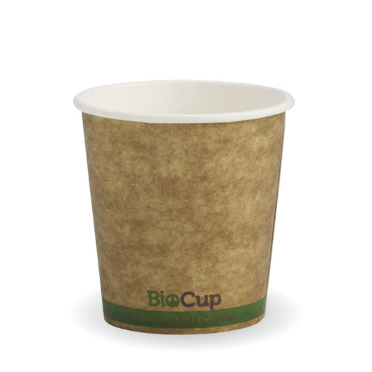 4oz Kraft Green Stripe Single Wall BioCup