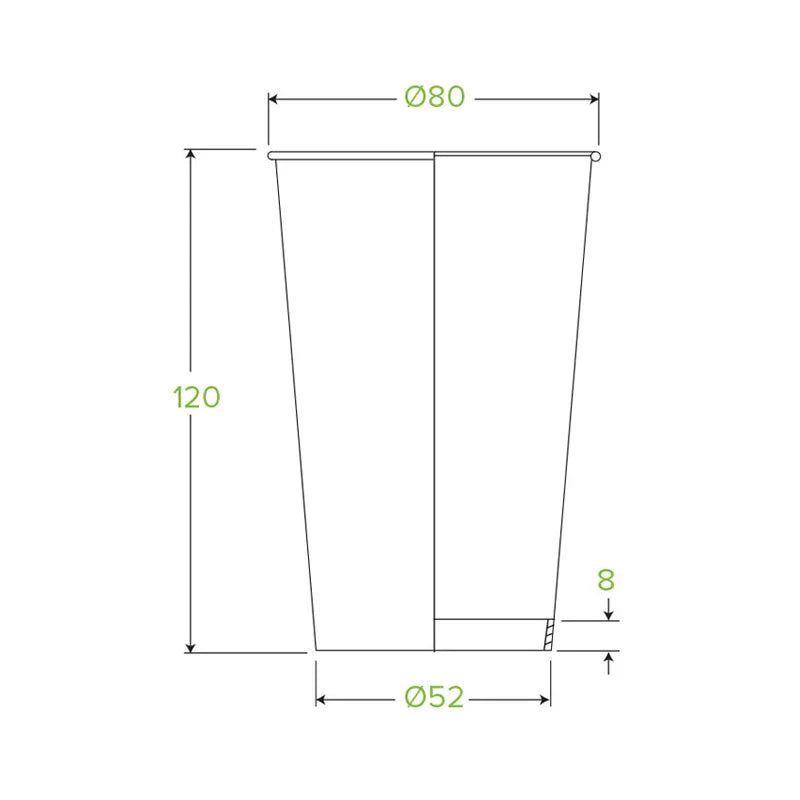 350ml / 12oz (80mm) White Single Wall BioCup