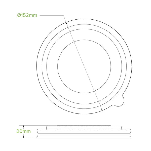 500-1,000ml Kraft BioBowl PLA Lid