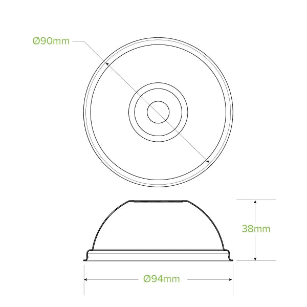 90mm Cold Paper BioCup Sugarcane Dome Lid