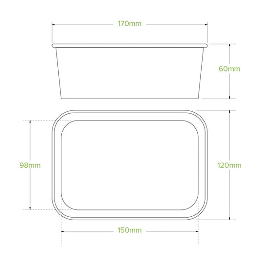 750ml White BioBoard Takeaway Base