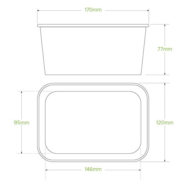 1,000ml White BioBoard Takeaway Base