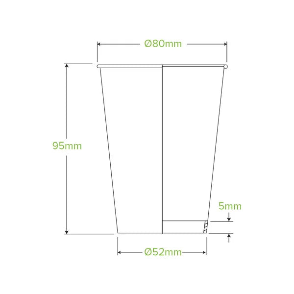 280ml / 8oz (80mm) Aqueous Single Wall BioCup
