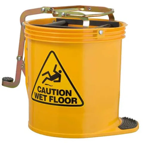 CONTRACTOR MOP BUCKET WITH ROLLER WRINGER 15L - YELLOW