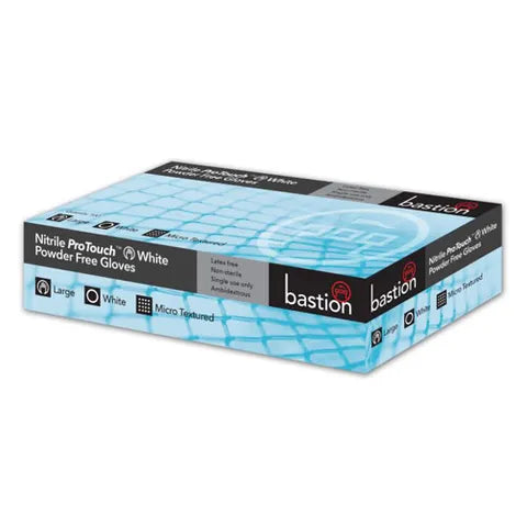Bastion Nitrile Ultra Soft Powder Free Gloves - WHITE