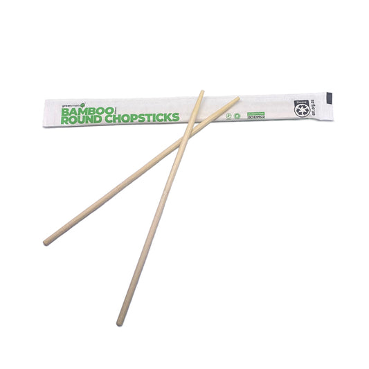 Bamboo Round Chopsticks 220mm - WRAPPED