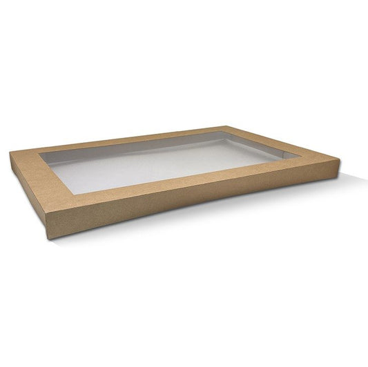 Kraft Catering Tray Lid Medium Plus w/PET Window