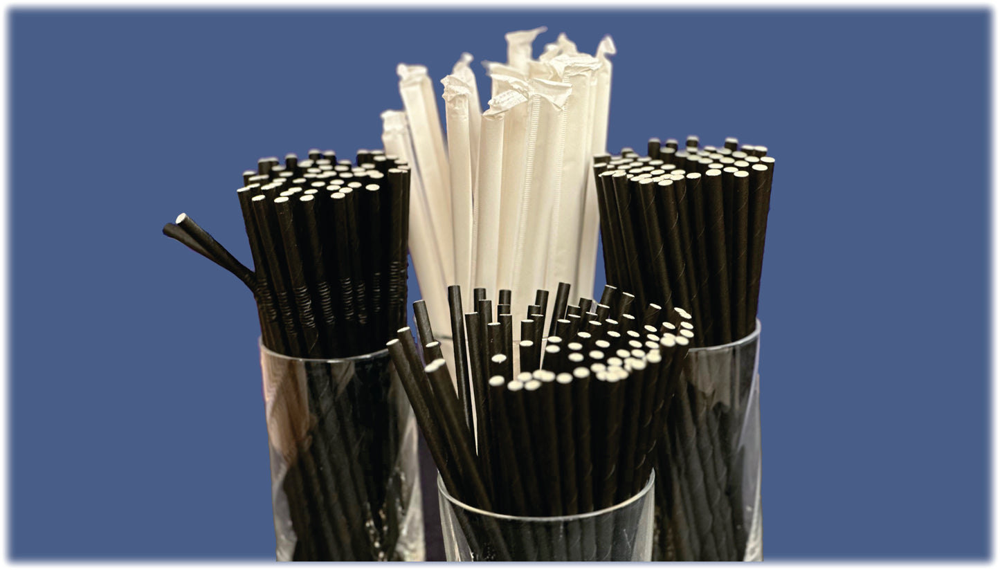 Unwrapped 4ply Paper Eco-Straw - Black - Various Sizes