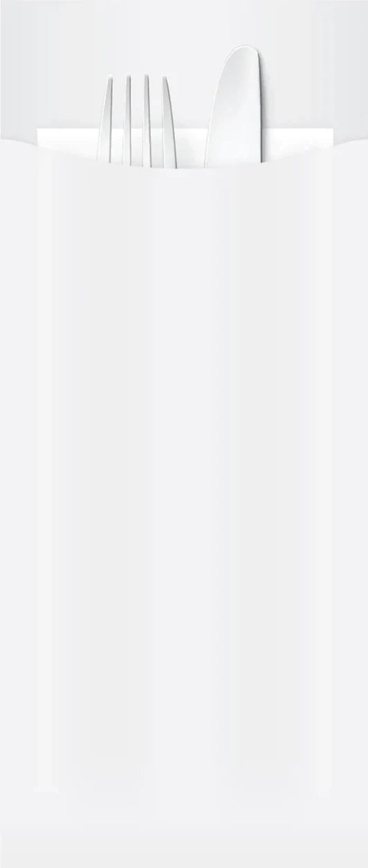 Yiassoo Premium White Cutlery Pouch 3ply Embossed White Napkin