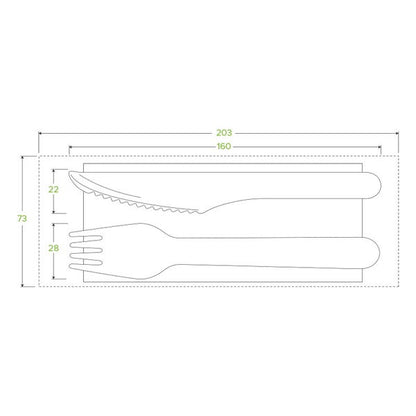 16cm Coated Wood Knife, Fork and Napkin Set