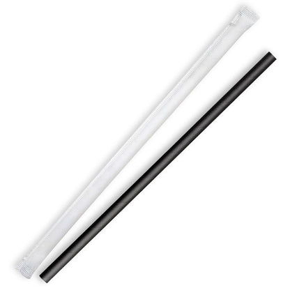 7mm Individually Wrapped Regular Black BioStraw