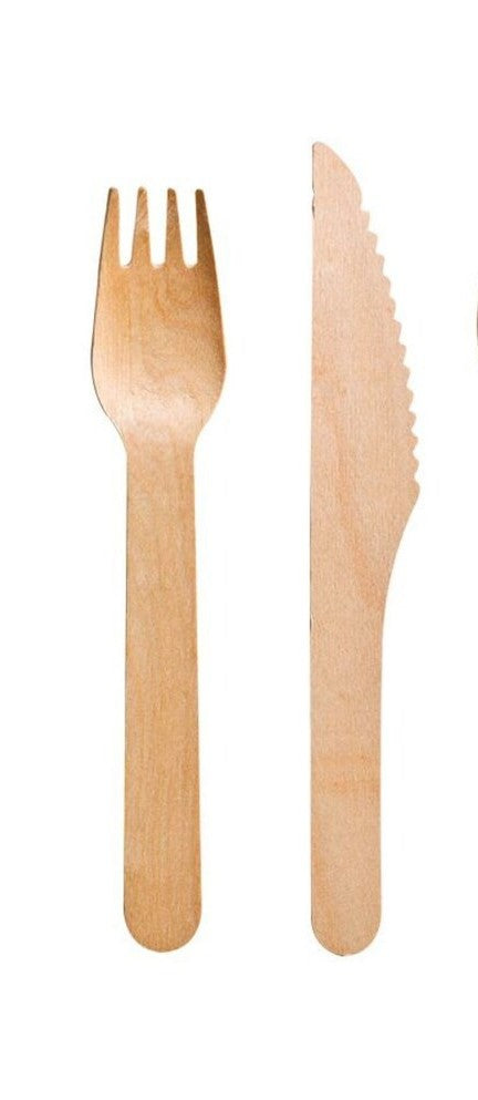 16cm Coated Wooden Cutlery - Knife, Fork (sold separately)