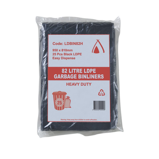 82L Black Heavy Duty Garbage Bag Bin Liner - Various Styles
