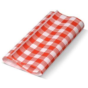 Gingham Printed Greaseproof Paper Half - 190x150mm - Various Colours