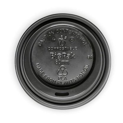 6-8-10-12oz (80mm) Small Black PLA BioCup Lid