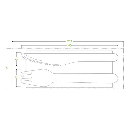 16cm Wood Knife, Fork & Napkin Set