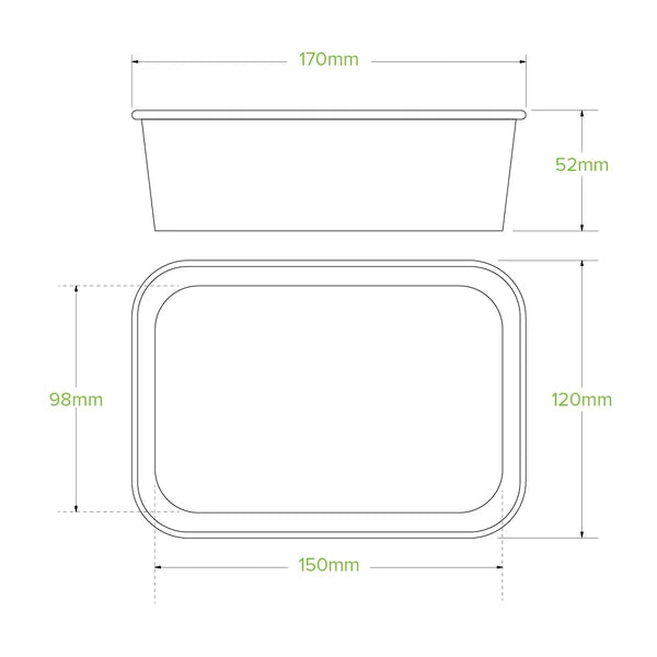 650ml White BioBoard Takeaway Base