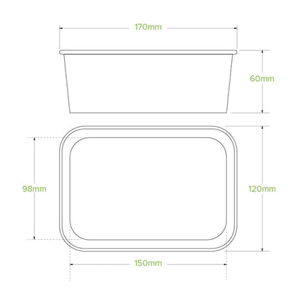 750ml White BioBoard Takeaway Base