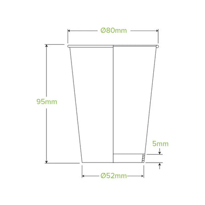 280ml / 8oz (80mm) Aqueous Single Wall BioCup