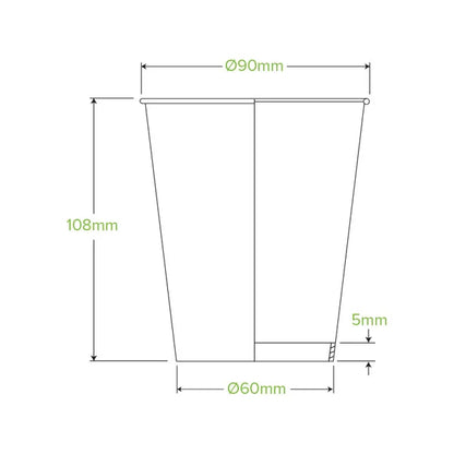 390ml / 12oz (90mm) Aqueous Single Wall BioCup
