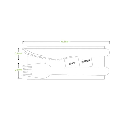 16cm Coated Wood Knife, Fork, Napkin, Salt & Pepper Set