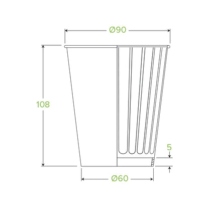 390ml / 12oz (90mm) Kraft Green Stripe Double Wall BioCup